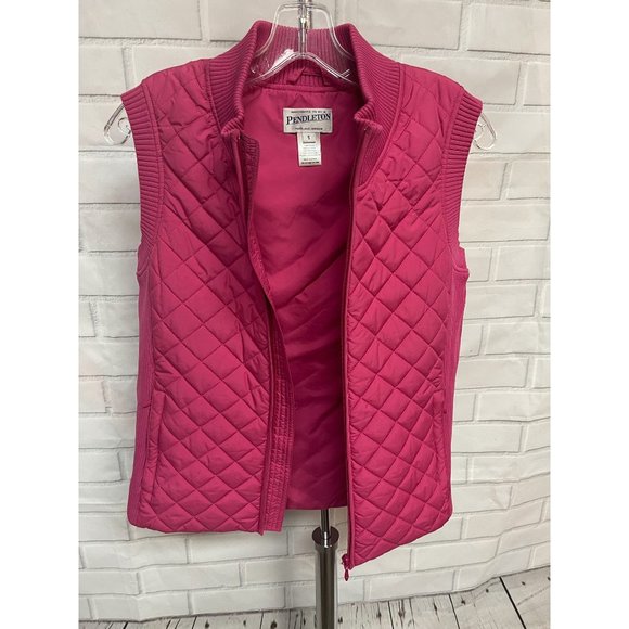 PENDLETON Women's Size S Padded Rib Stretch Pink Quilted Vest Jacket - Picture 3 of 5